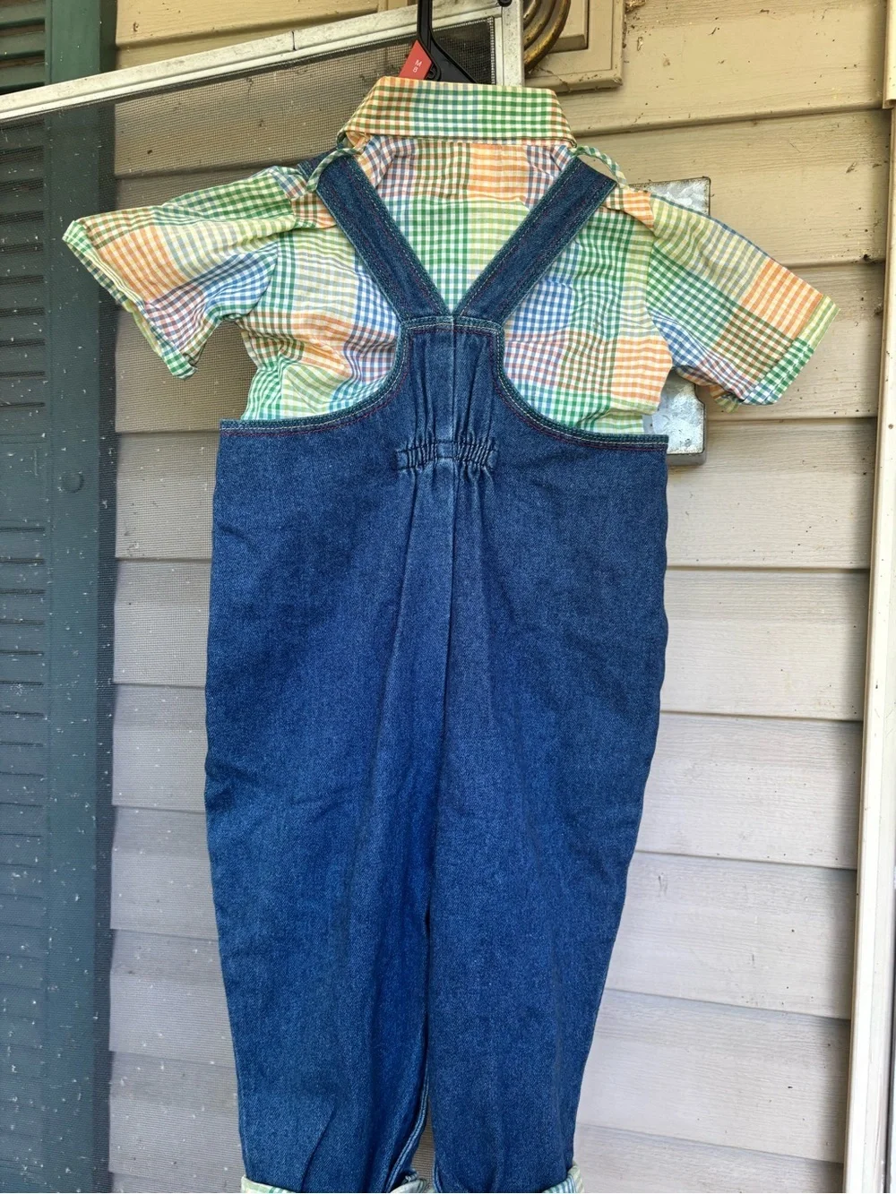 OshKosh B'gosh Blue Denim Overalls with Multicolor Buttons